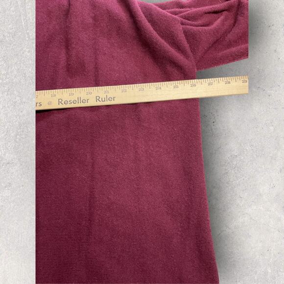Eileen Fisher 100% Cashmere Cardigan L Burgundy Red Open Front Luxe Sweater - Picture 6 of 10